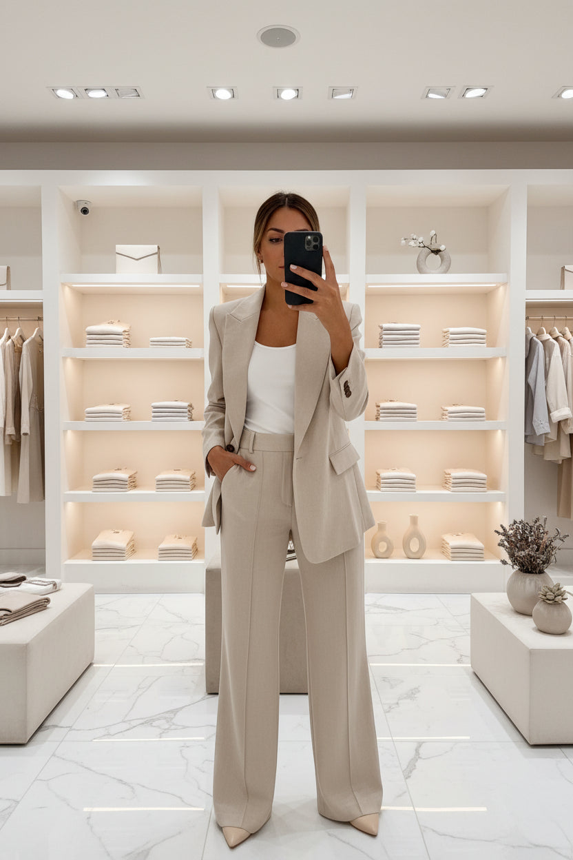 Completo blazer donna Clairé MyLumerya – giacca e pantalone avorio sartoriale