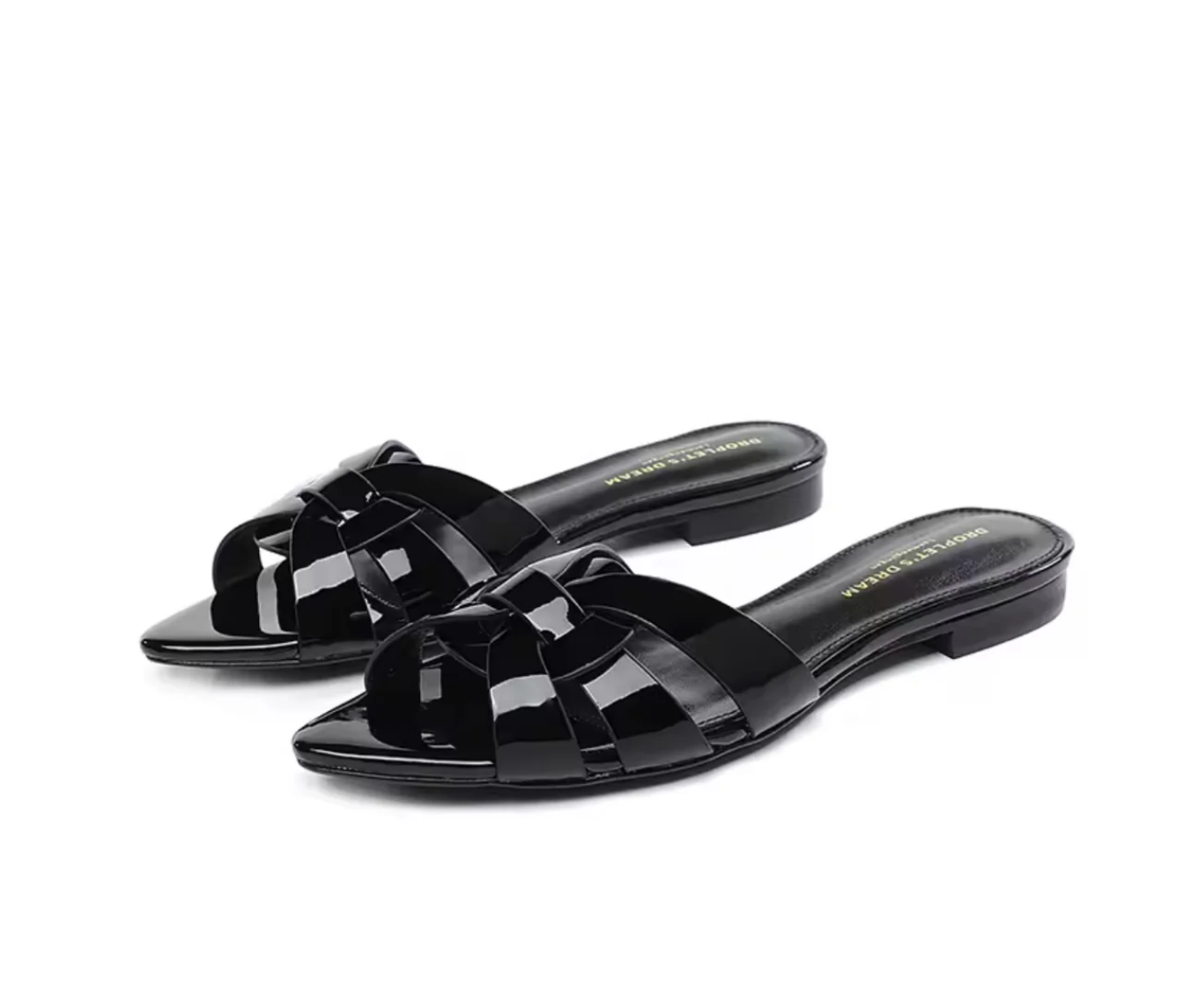 Ciabattina donna Brezza Capri MyLumerya – intreccio nero lucido design minimal