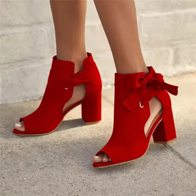 Scarpa open toe donna Scarlet MyLumerya – tacco strutturato con fiocco laterale