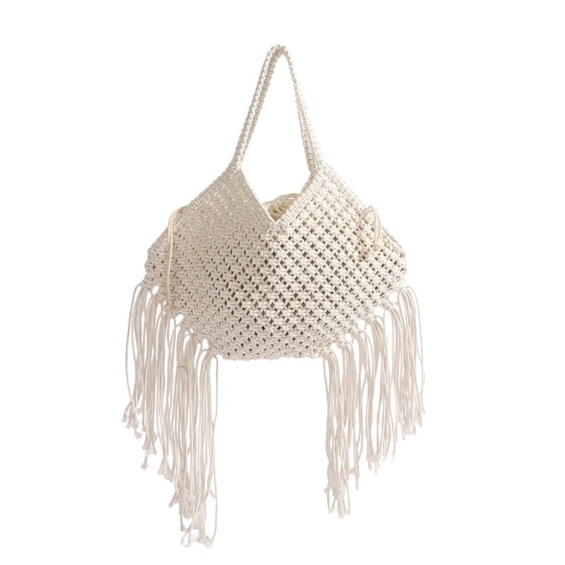 Borsa donna Calypso MyLumerya – intrecciata a mano con frange bohémien