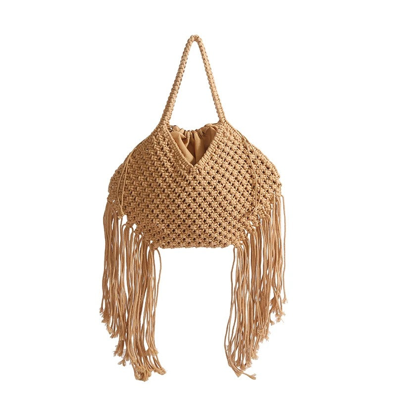 Borsa donna Calypso MyLumerya – intrecciata a mano con frange bohémien