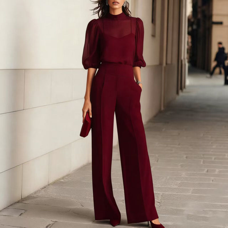 Completo nero donna Noir MyLumerya – top e pantalone fluido elegante
