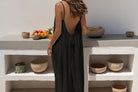 Maxi dress nero donna Noiré MyLumerya – scollatura sulla schiena design minimal sensuale
