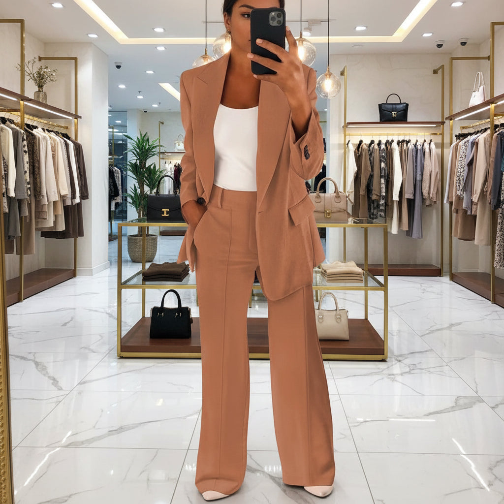 Completo blazer donna Clairé MyLumerya – giacca e pantalone avorio sartoriale
