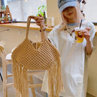 Borsa donna Calypso MyLumerya – intrecciata a mano con frange bohémien
